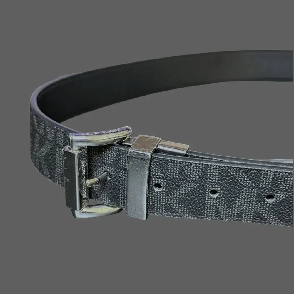 Michael Kors Women's Monogram Reversible Twist Belt Black L